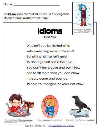 Idiom Poems For Kids