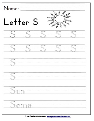 Letter S Worksheets - Recognize, Trace, & Print