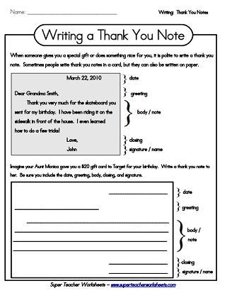 Friendly Letter Writing Paper Worksheet for 2nd Grade