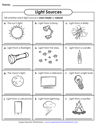 light and sound science worksheets