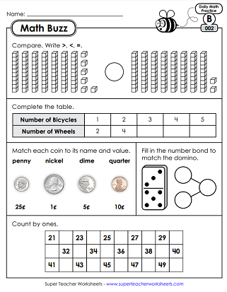 daily math review worksheets math buzz level b