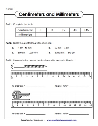 Measuring Length in cm and m worksheet