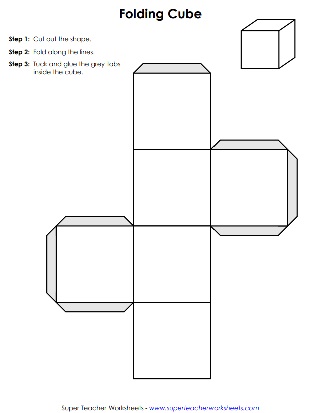 3D Cube Foldable Nets Worksheet