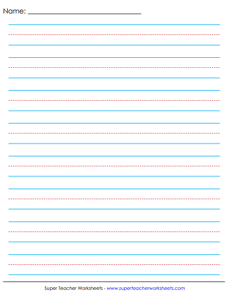 Primary Writing Paper Blank W/dotted Mid Line 1pt/black Lined/portrait  Orientation 