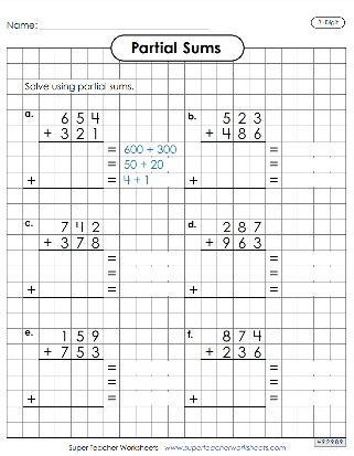 Partial Sums Worksheet - Graph Paper