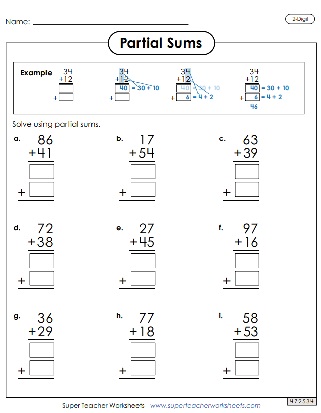 Printable Partial Sums Worksheets