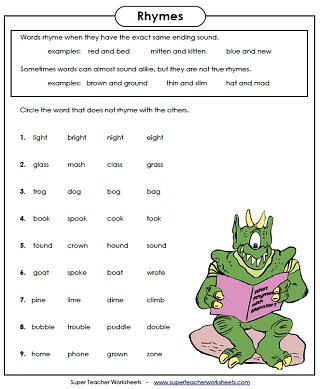 rhyming word worksheets