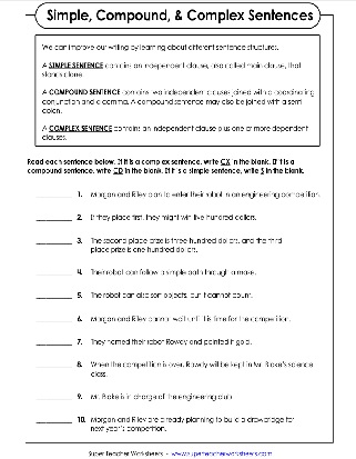 Compound Sentence Worksheets