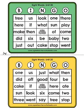 Sight Words Games - Bingo