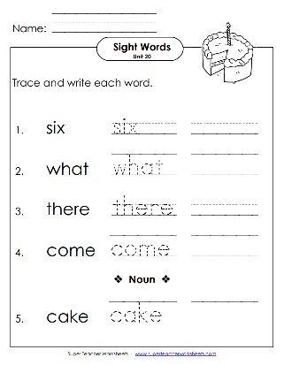 Sight Words Writing Worksheet