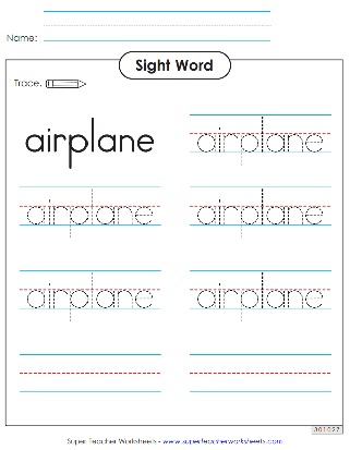 Sight Word Worksheets - Airplane