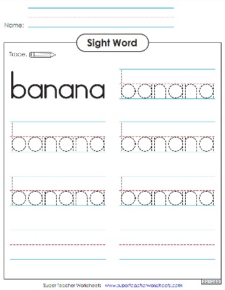 Sight Word Writing Worksheets - Banana