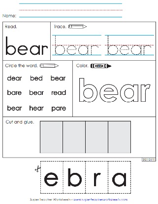 Sight Word Activities - Bear