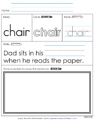 Snap Word Activities - Chair