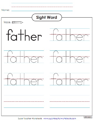 Sight Word Writing Worksheets - Father