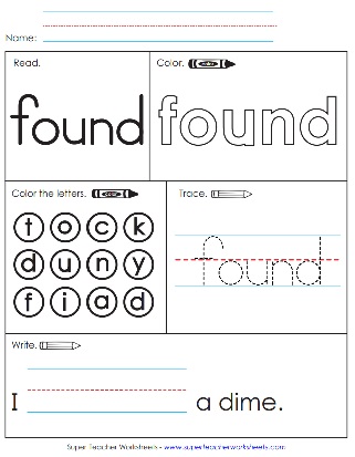 Found - Sight Word Worksheet