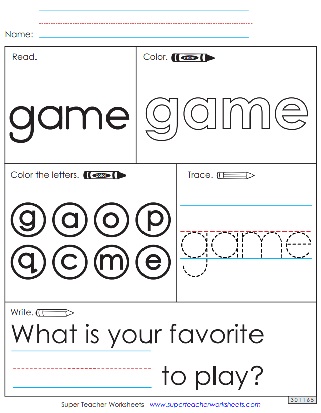 Sight Word Printables - Game