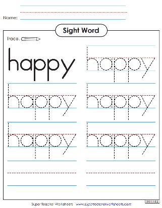 Printable Sight Word Worksheets - Happy