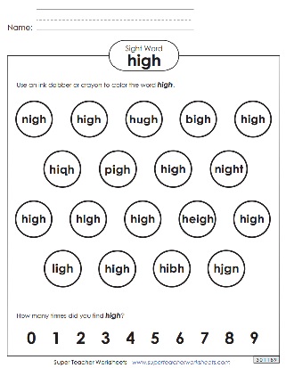 Sight Words Coloring Worksheets - High
