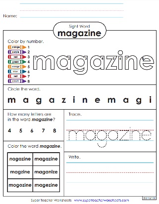 Printable Sight Word Activities - Magazine