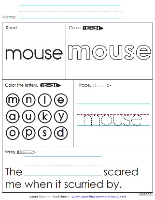 Printable Snap Word Worksheets - Mouse
