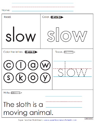 Printable Snap Words Worksheets - Slow