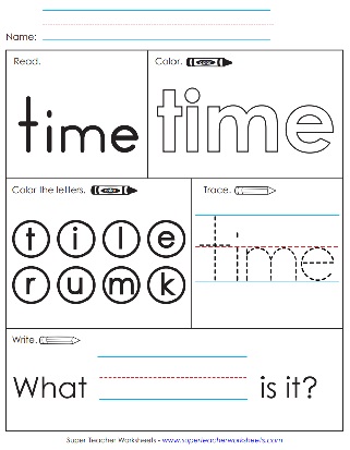 Identify The Snap Word Worksheet: Time