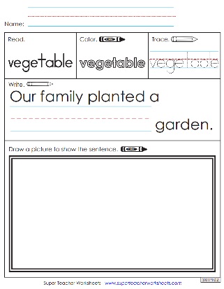 Snap Word Printables - Vegetable