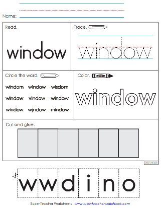 Printable Snap Word Worksheets - Window