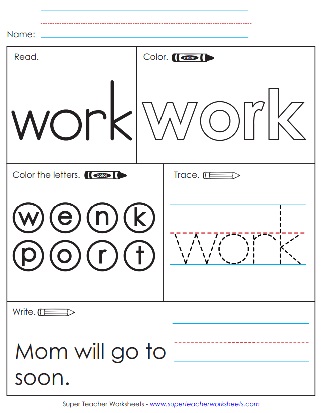 Sight Word Practice Activities: Work