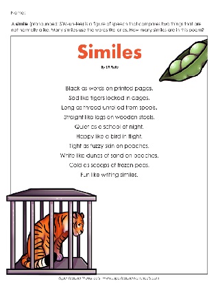 similes and metaphors worksheet