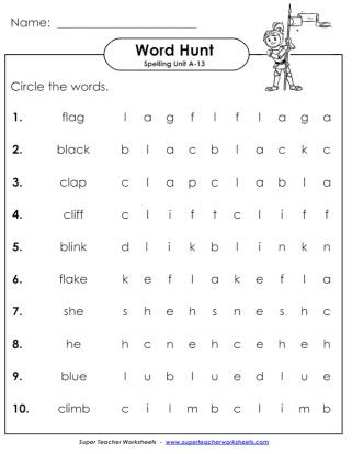 First Grade Spelling Word Hunt