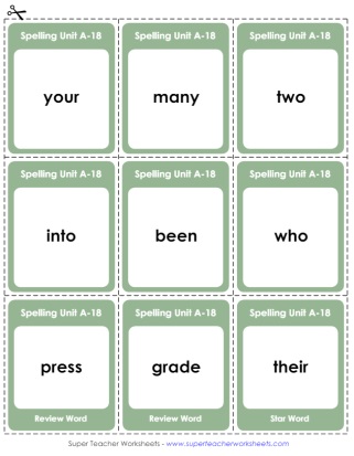 Grade 1 Spelling Flash Cards