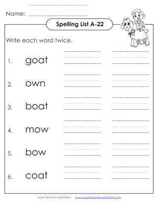 Spelling First Grade Write Twice