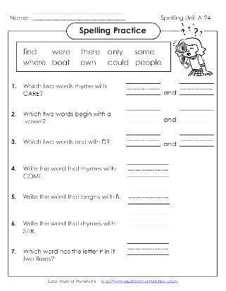 First Grade Spelling Practice 