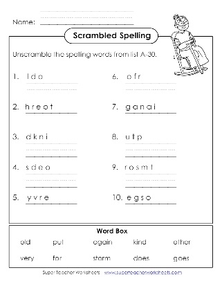 First Grade Scrambled Spelling