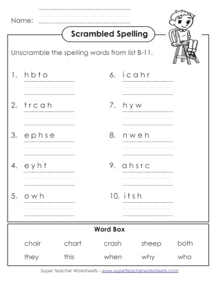 Grade 2 Word Scramble Spelling