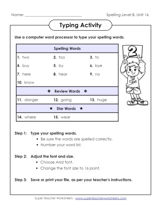 Typing Activity Grade 2 Spelling