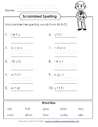 Spelling Word Scramble Second Grade