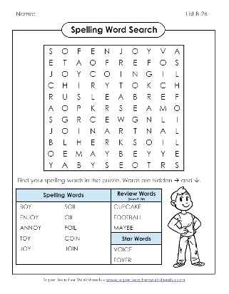 Spelling Word Search Grade 2