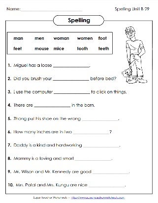 Printable Spelling Worksheets - 2nd Grade