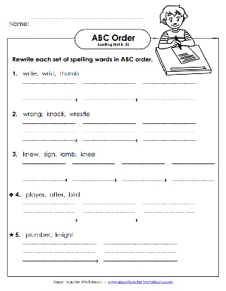 Spelling ABC Order - 2nd Grade