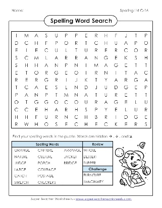 Third Grade Spelling Word Search