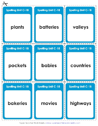 Third Grade Spelling Flash Cards