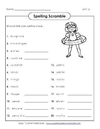 Third Grade Spelling Scramble