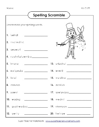 Third Grade Spelling Scramble