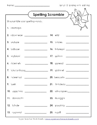 Fourth Grade Spelling Scramble