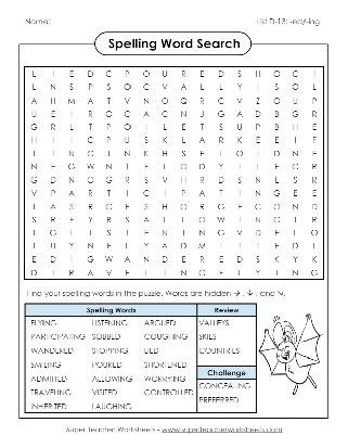 Fourth Grade Spelling Word Search
