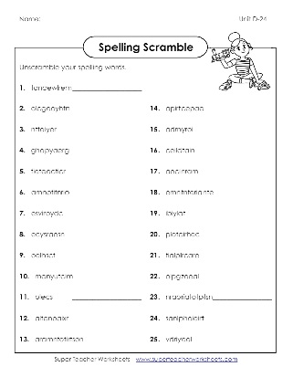 4th Grade Spelling Scramble