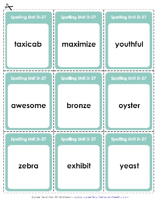 Spelling Flashcards 4th Grade